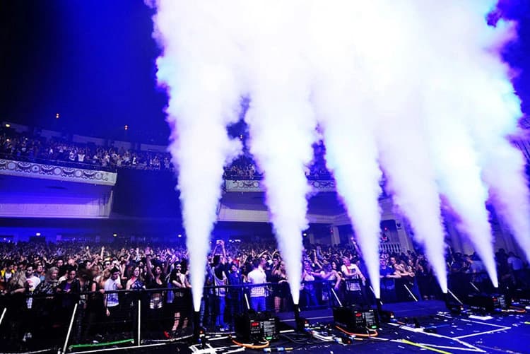 CO2 effects with stage lighting at a Canberra event