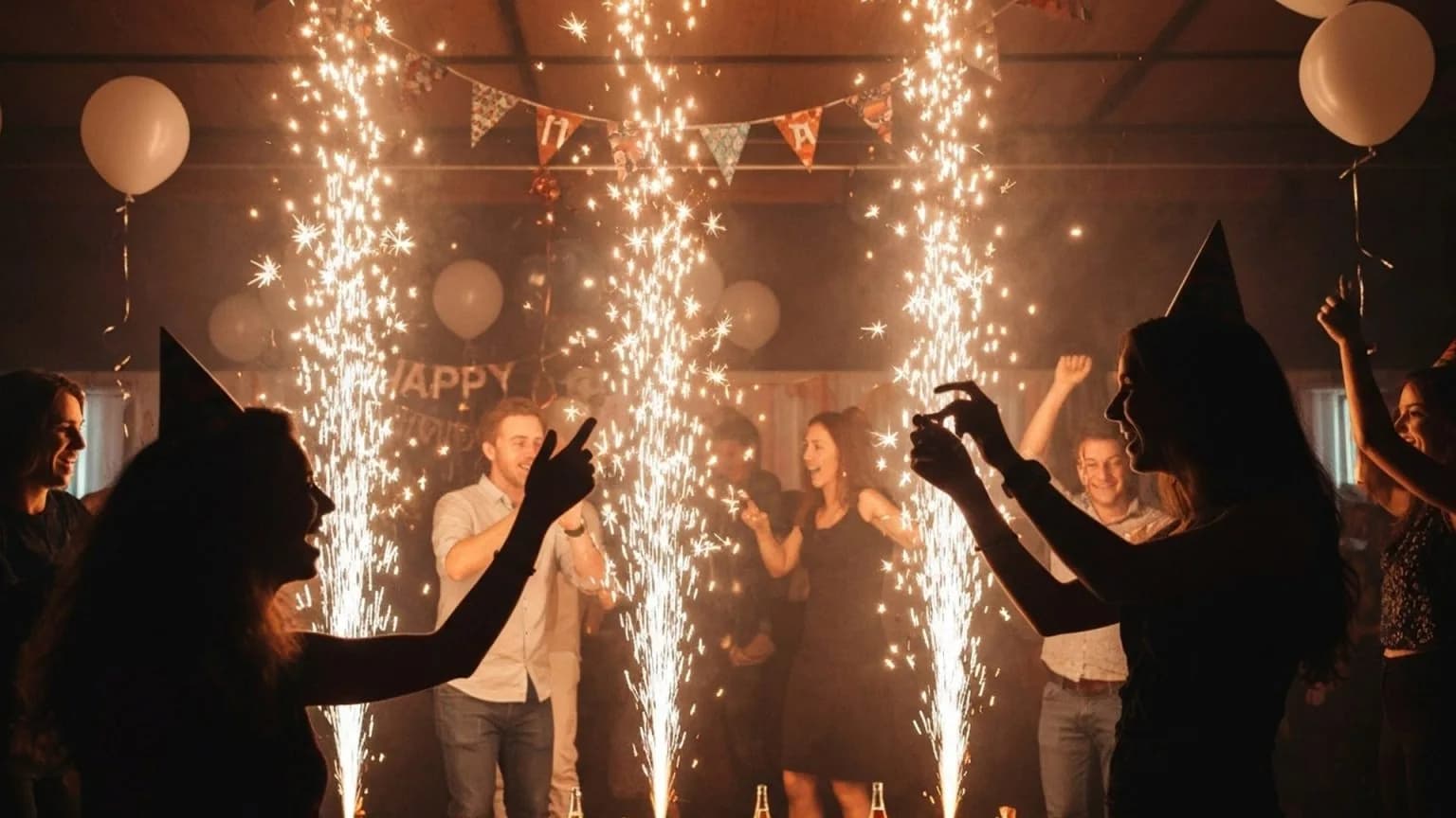 Cold sparks entrance moment at a Canberra event venue