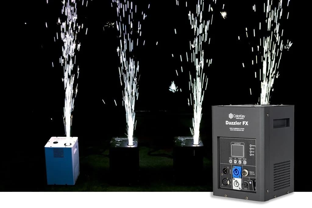 Cold sparks event highlight with coordinated lighting in Canberra