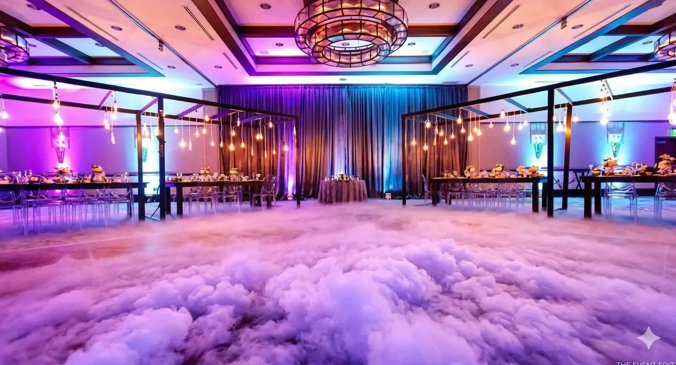 Low-lying dry ice fog effect for a Canberra event entrance